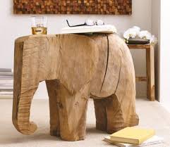 Wooden Elephant Side Table Wooden