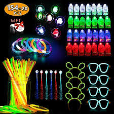 Homesprit 154 Pcs Led Party Light Up Toys Favors Glow In The Dark Party Supplies For Kid Adults With 100 Pcs Glow Led Party Lights Party Headband Finger Lights