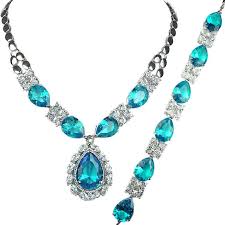 blue necklace bracelet set women