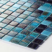 Teal Crystal Glass Tiles Kitchen