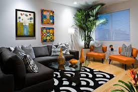 orange and black interiors living