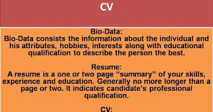 Cv vs resume vs biodata. What Is Cv Resume And Biodata