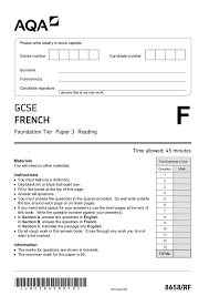 Aqa Gcse French 8658 Lh Paper 1