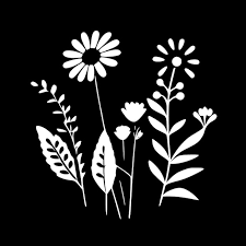 spring flowers black and white vector
