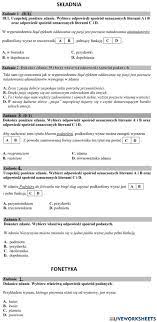 Składnia i fonetyka - zadania egzaminacyjne worksheet