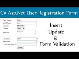 asp net registration form design with