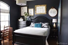 navy blue bedroom and home office