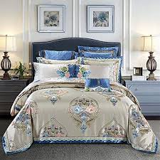 9pcs style silk cotton bed linen set