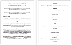Building Agreement Template Building Maintenance Contract Template