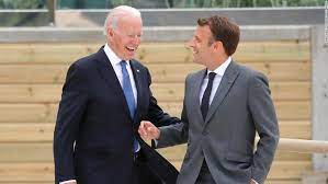 This image of macron scolding biden is available via getty images. Macron Says Biden Is Part Of The Club At The G7 In Leaders First Formal Meeting Cnnpolitics