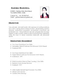 Resume Education Format India Examples For Job 8 Sample Templates