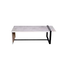 Farmhouse Rectangular Coffee Table With Wooden Top And Geometric Metal Frame Gray And Black