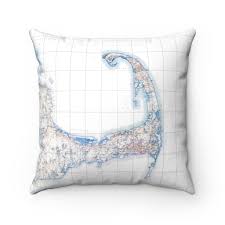 Cape Cod Historical Chart Spun Polyester Square Pillow