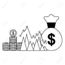 Business Money Bag Coins Chart Report Vector Illustration