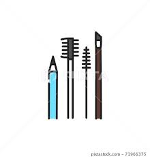 eyebrow makeup tools color line icon