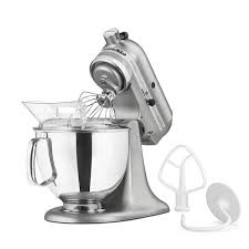 silver stand mixer with flat beater