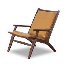 genuine leather lounge chair in tan