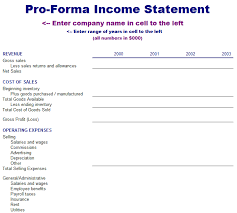 Pro Forma Income Statement Business Templates Income Statement