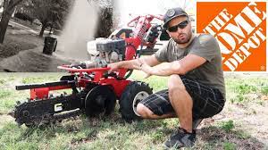 I had seen a small bota bx25d @ home depot the other day when i went by for some supplies. Home Depot Trencher Rental Review Hit My Water Main Youtube