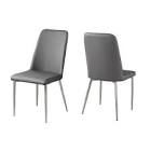 Monarch Dining Chair - 37-inch H Grey Leather-Look Chrome (Set of 2)