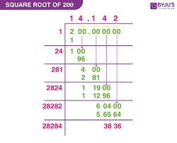 square root of 200 how to find the