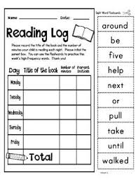 Journeys Second Grade Reading Log With Sight Word Flash