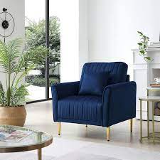 blue velvet single leisure accent sofa