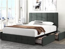 Dark Gray Queen Bed Frame With 4 Large