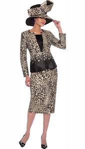 Terramina 7783 Three Piece Womens Skirt Suit With Leopard Pattern Design