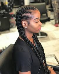 Now repeat on the other half of your hair and secure your two french braids in place with a hairband. Two Dutch Braids Black Women Novocom Top