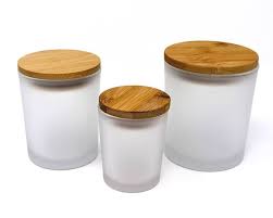 5 Pcs Frosted Candle Jars With Bamboo