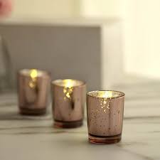 12 Pack Rose Gold Mercury Glass Candle