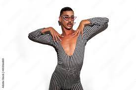 male drag queen diva with makeup posing