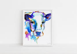 Cow Watercolor Print Cow By Jess Buhman