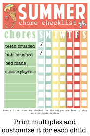 Printable Summer Chore Checklist Simply Being Mommy