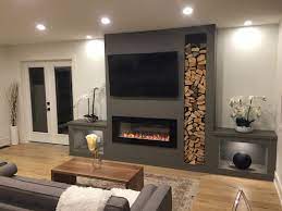 Modern Fireplace Tv Wall With Wood Logs