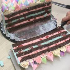 The original is a large cake made my stacking two 9×13 inch or two 9×12 inch layers, but mine is a half version, so more of a 6×9 inch brick shape. How To Cut A Cake For A Party Best Way To Serve A Round Cake Delish Com