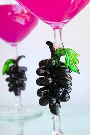 Handmade Wine Glass With Grape Murano