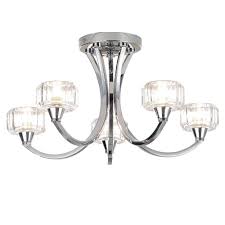 Free delivery on thousands of items. Litecraft 5 Arm Ip44 Bathroom Semi Flush Ceiling Light Glass Shades In Chrome Ebay