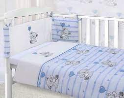 blue teddy bear cot quilt per