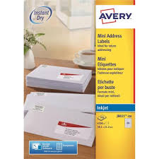 Avery Mini Address Labels Inkjet 65 Per Sheet 38 1x21 2mm White J8651 100 6500 Labels