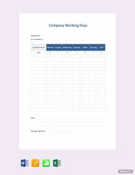 company attendance sheet template