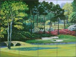golf tile mural white augusta national