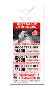 Effective roofing contractor door hanger designs! Bhi Roofing Fiftty