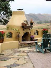 Adobe Outdoor Fireplace Southwestern