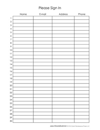 Blank Sign In Sheet Templates