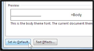 change the default font in word