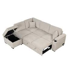87 4 L Shape Sleeper Sofa Bed 2 In 1