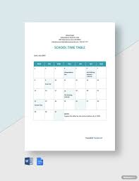 blank timetable template