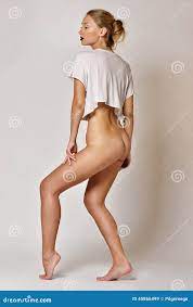 Beautiful Naked Blonde Woman in White T-shirt. Stock Image - Image of  glamour, fashion: 45866499